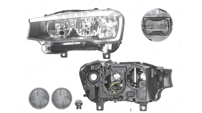 Far Bmw X3 (F25), 03.2014-; X4 (F26), 08.2014-, fata, Dreapta, cu daytime running light; H7+H7+PY21W+W21W+W5W; electric; cu motor, DEPO