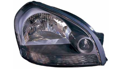 Far Hyundai Tucson 06.2004-10.2009 DEPO partea Dreapta tip bec H4, cu rama neagra, reglaj manual