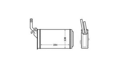 Radiator Incalzire Peugeot 106, 09.1991-07.2004, Citroen AX, 09.1986-04.1997, diesel, benzina, cu conducte, aluminiu mecanic/plastic, 234x138x42 mm, SRLine