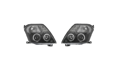 Set faruri tuning CITROEN C2 (JM), 01.2003-05.2008, Taiwan, partea stanga+dreapta, H1+H1; manual; negru, transparent;