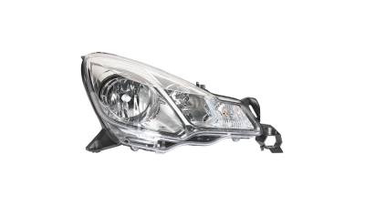 Far Citroen C3, 03.2010-12.2016; DS3 03.2010-, partea Stanga, electric, tip bec H1+H7; rama silver, cu motoras, Varroc