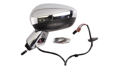Oglinda usa exterioara Citroen C3, 03.2010-12.2016, partea Stanga, reglare electrica; capac cromat; incalzit; sticla convexa; geam cromat; rabatabil; 9 pini; cu Lucas; cu baza cromata, Aftermarket