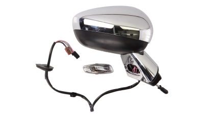 Oglinda usa exterioara Citroen C3, 03.2010-12.2016, partea Dreapta, reglare electrica; capac cromat; incalzit; sticla convexa; geam cromat; Senzor de temperatura; rabatabil; 11 pini; cu Lucas; cu baza cromata, Aftermarket