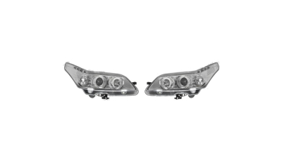 Set faruri tuning Citroen C4 10.2004-09.2008, partea Stanga , Dreapta, manual, tip bec H1+H1 transparent-silver, cu lampa pozitie fibra optica, Best Auto Vest