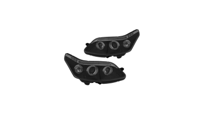 Set faruri tuning Citroen C4 10.2004-09.2008, partea Stanga , Dreapta, manual, tip bec H1+H1 transparent-negru, cu lampa pozitie fibra optica, Best Auto Vest
