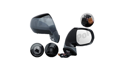 Oglinda usa exterioara Citroen C4 Picasso (Ua/Ud), 10.2006-06.2013, partea Dreapta, electrica; grunduit; incalzit; sticla convexa; geam cromat; Senzor de temp; rabatabil; memorie; 16 pini (poli); baza oglinda - Negru Perlat, cu Lucas; cu lampa perimetru