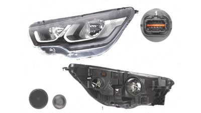 Far Citroen C4 (B7), 04.2014-; Ds4, 07.2014-, fata, Stanga, cu LED daytime running light; H7+H7; electric; cu motor;