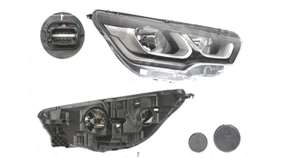 Far Citroen C4 (B7), 04.2014-; Ds4, 07.2014-, fata, Dreapta, cu LED daytime running light; H7+H7; electric; cu motor;