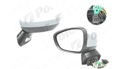 Oglinda exterioara Citroen C4 (B7), 09.2010-2011, Stanga, reglare electrica; grunduit; incalzita; geam convex; cromat; 7 pini; cu semnalizare; baza oglinda negru