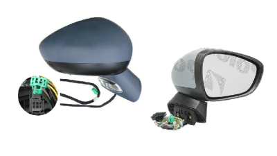 Oglinda exterioara Citroen C4 (B7), 09.2010-2011, Dreapta, reglare electrica; grunduit; incalzita; geam convex; cromat; senzor temperatura; 9 pini; cu semnalizare; baza oglinda negru