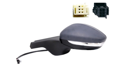 Oglinda usa exterioara Citroen C3, 2018-, partea Stanga, reglare electrica; grunduit; incalzit; sticla convexa; geam cromat; rabatabil; 6 gauri / 6 pini; cu Lucas, Aftermarket