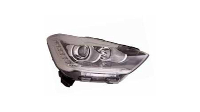 Far Citroen DS5, 09.2011-, partea Stanga, electric, cu lumini de zi pe LED, negru, tip bec H1+H7+LED, cu becuri, Varroc