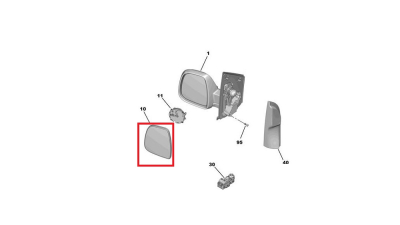 Geam oglinda exterioara cu suport fixare Citroen Berlingo, 06.2018-; Jumpy/Spacetourer, 06.2016-, partea Stanga, sticla convexa; geam cromat; se potriveste doar oglinzilor OE, View Max