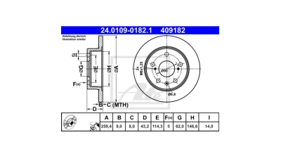 Set discuri frana Suzuki Sx4 S-Cross (Jy), 08.2013-, Vitara (Ly), 02.2015-, ATE 24010901821