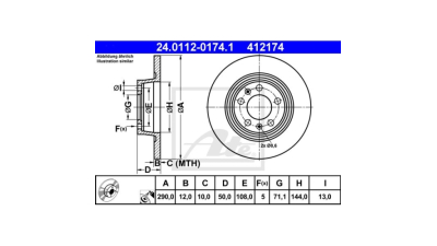 Disc frana Peugeot Peugeot 407, 10.2005-, ATE