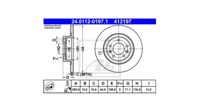 Set discuri frana Peugeot 508 1 (8d), 11.2010-12.2018, 508 Sw 1 (8e), 11.2010-12.2018, ATE 24011201971