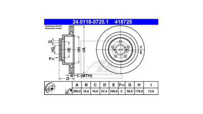 Disc frana Subaru Outback (Bl, Bp), 09.2003-06.2010, ATE