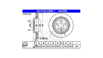 Disc frana Volvo S60 2, 04.2010-2019, S80 2 2006-2016, V60 2010, V70 2007-2016, Xc70 2, ATE