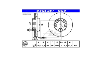 Disc frana Nissan Nissan Cabstar, 09.2006-12.2013, ATE