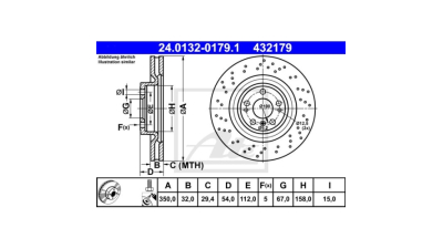 Disc frana Mercedes Gle, 04.2015-2019, M-Class, 06.2011-2015, ATE