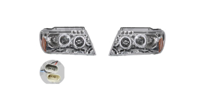 Set faruri tuning JEEP GRAND CHEROKEE (WJ/WG), 05.1999-12.2004, Taiwan, partea stanga+dreapta, Tip=USA; H1+H1; manual; transparent, argintiu; Omologare: SAE;