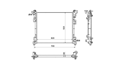 Radiator racire Chrysler Town Country, 2008-2015, Voyager, 2008-2015; Lancia Voyager 2011-2016; Vw Routan 2008-2012, Motorizare 3, 3 V6; 3, 6 V; 3, 8 V6; 4, 0 V6 Benzina, tip climatizare cu AC, cutie Automata, , dimensiune 613x524x33mm, Cu lipire fagure p