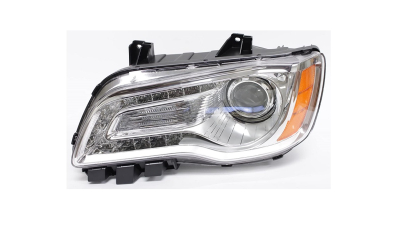 Far CHRYSLER 300, 04.2011-2014, Taiwan, fata, partea stanga, cu 'lumina de zi' tip LED; Tip=USA;tip bec HiR2+PSY24W; manual; argintiu; Omologare: SAE;