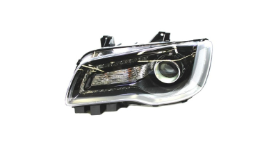 Far CHRYSLER 300, 2018-, partea stanga, TYC, cu "lumina timp de zi" tip LED; HB3+LED+PSY24W; manual; negru; Omologare: SAE; halogen
