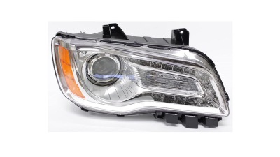 Far CHRYSLER 300, 04.2011-2014, Taiwan, fata, partea dreapta, cu 'lumina de zi' tip LED; Tip=USA;tip bec HiR2+PSY24W; manual; argintiu; Omologare: SAE;