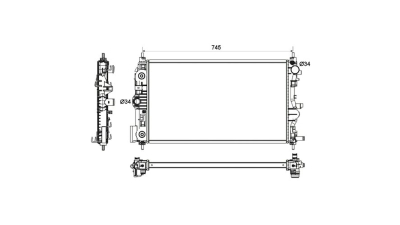 Radiator racire Chevrolet Cruze, 05.2009-, Motorizare 2.0 D 92/110/120kw Diesel, tip climatizare Cu/fara AC, cutie automata, dimensiune 680x387x27mm, Cu lipire fagure prin brazare, KOYO