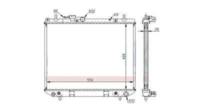Radiator racire Daihatsu Terios, 10.1997-10.2000, motor 1.3, 65 kw, benzina, cutie automata, cu/fara AC, 558x425x16 mm, aluminiu brazat/plastic, 