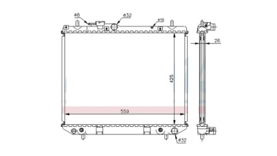 Radiator racire Daihatsu Terios, 10.1997-10.2000, motor 1.3, 65 kw, benzina, cutie automata, cu/fara AC, 557x425x25 mm, Koyo, aluminiu brazat/plastic 