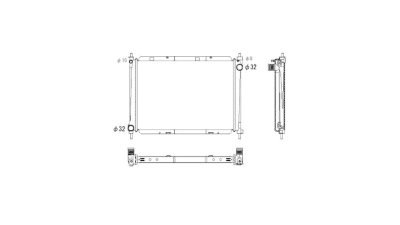Radiator racire Nissan Micra, 06.2005-2010, Note, 2006-2013, Motorizare 1, 5 Dci 60/63kw Diesel, tip climatizare fara AC, cutie Manuala, diametru intrare/iesire 32/32mm, dimensiune 510x366x34mm, Cu lipire fagure prin brazare, KOYO