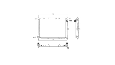 Radiator racire Nissan Micra, 06.2005-2010, Note, 2006-2013, Motorizare 1, 5 Dci 48/50/62/63/66kw Diesel, tip climatizare cu AC, cutie Manuala, diametru intrare/iesire 32/32mm, dimensiune 510x366x34mm, Cu lipire fagure prin brazare, KOYO