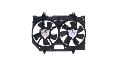 GMV radiator electroventilator Nissan X-Trail (T30), 06.2001-02.2007, Motorizare 2.0 103kw; 2, 5 121kw Benzina, dimensiune 320/320mm/ 4+4 pini, plastic, fara pre-rezistormm, 103KW/140HP