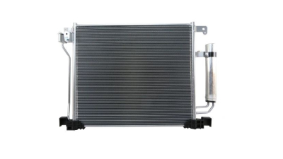 Condensator climatizare Nissan Juke (F15), 04.2015-, motor 1.6 T, 140 kw benzina, cutie CVT, full aluminiu brazat, 487 (457)x415 (395)x12 mm, cu uscator filtrat