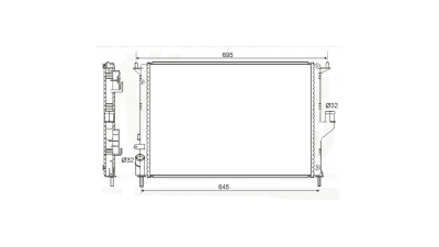 Radiator racire Dacia Logan 04.2008-2012 (1.5dci 48/50/62kw Fara Ac) ; Dacia Sandero 06.2008-2012 (1.5 Dci 63kw Fara Ac/ 1.2 55kw Cu Ac / 1.6 64kw Cu Ac); ,  586x415x23mm, Cu lipire fagure mecanica Aftermarket