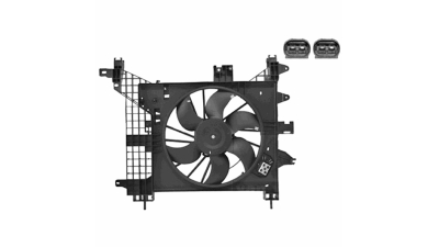 GMV radiator electroventilator Dacia Duster, 2010-, Motorizare 1, 5 Dci 62/79/81kw Euro 4; 1, 6 16v 77kw 4x4 Diesel/Benzina, dimensiune 385mm; 2+2 pini, cu prerezistormm, Aftermarket