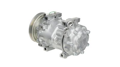 Compresor aer conditionat Dacia Logan, 2004-2008, motorizare 1.0 57kw, 1.2 55kw, 1.4 55kw, 1.6 64/70/77/82kw, benzina, rola curea 125 mm, 4 caneluri, tip Sanden: SD7V16