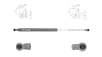 Amortizor capota fata, echilibror Dacia Lodgy, 09.2012-; Dokker, 11.2012-, Stanga = Dreapta, Lungime, Cursa, Forta: 440 mm, 150 mm, 445 N