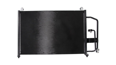 Condensator climatizare Daewoo Lanos, 05.1997-12.2008, motor 1.4, 55 kw; 1.5, 63 kw/74kw; 1.6, 78 kw benzina, full aluminiu brazat, 600 (555)x395 (380)x16 mm, cu uscator filtrat