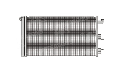 Condensator climatizare Fiat Panda Bi-power/Natural Power; Panda (169), 01.2007-12.2012, motor 1.2, 44 kw benzina, full aluminiu brazat, 610(560)x320(315)x16 mm, cu uscator si filtru integrat; CNG