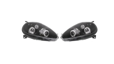 Set faruri Fiat Punto Grande (199) 09.2005-02.2012, partea Stanga+Dreapta, Tuning, Fata, Lampa de parcare pe fibra optica; tip bec H1+H1; manual; negru, transparent; tuning, Taiwan