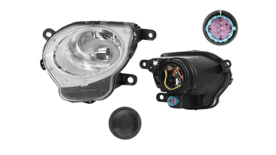 Far Fiat 500 (312), 03.2007-08.2015, fata, Stanga, far faza lunga; H1+W21/5W; manual; silver; DEPO