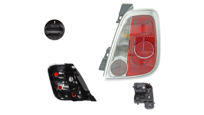 Stop spate lampa Fiat 500 (312), 03.2007-08.2015, spate, Dreapta, cabrio, cu mers inapoi; P21W+PY21W+R10W; rama argintie;