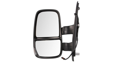 Oglinda exterioara Iveco Daily 05.2006-07.2014 Partea Stanga, sticla Crom Convex, Fara Incalzire, reglare Manuala, 3800401, model scurt, mufa cu 4 gauri/2 pini, cu semnalizare