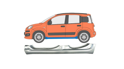 Prag metalic Fiat Panda (319), 05.2012-, partea Stanga, forma de potrivire pentru piloni, Aftermarket