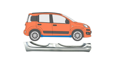 Prag metalic Fiat Panda (319), 05.2012-, partea Dreapta, forma de potrivire pentru piloni, Aftermarket