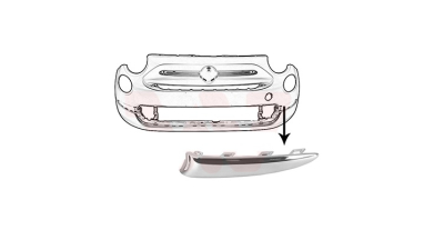Bandou bara Fiat 500, 07.2015-, fata, Stanga, LOUNGE, crom