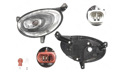 Lampa semnalizare fata cu Proiector de zi , Daytime running Fiat 500x, 04.2015-, fata, Stanga, cu Proiector de zi , Daytime running; P21W+PY21W; cu suport becuri;